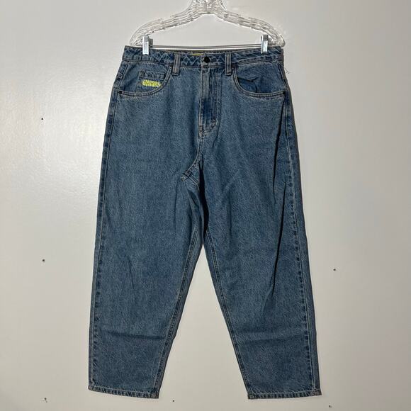 Empyre Wide and Tapered Leg Straight Loose Fit Embroidered Blue Jean Men Size 30 - Picture 1 of 7